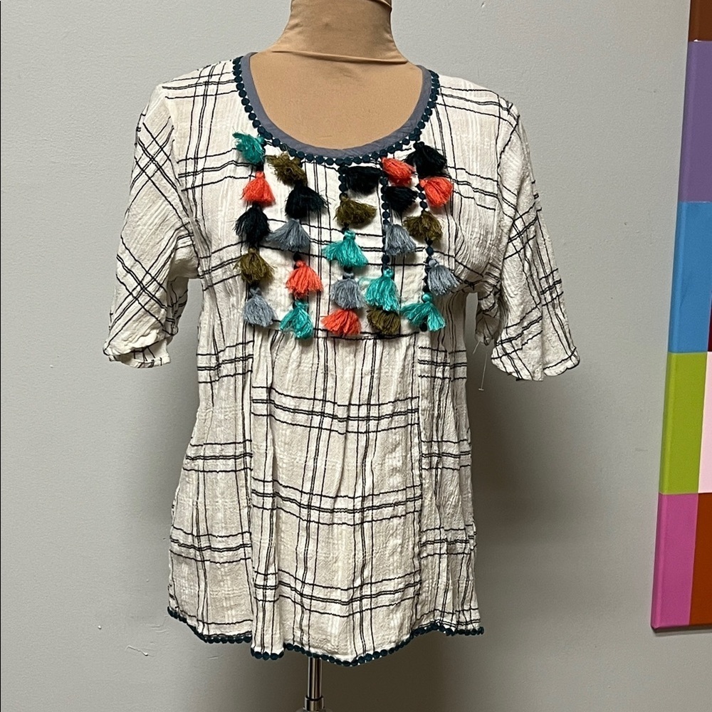 The Impeccable Pig Blue and White Plaid Top